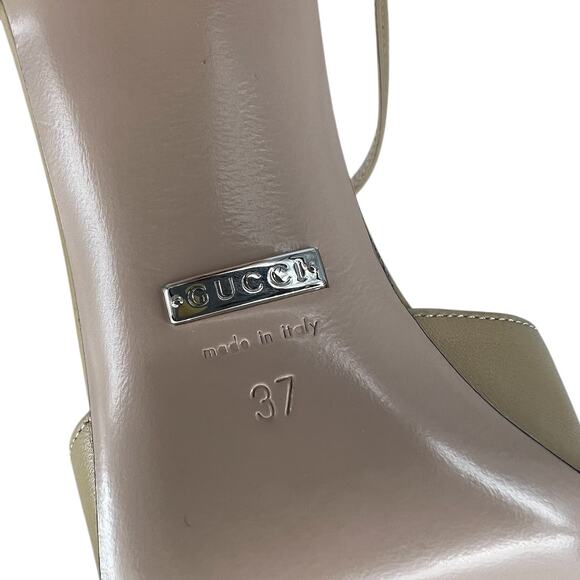 Gucci Nappa Leather T-Strap Marmont Double G Sand Slingback 37 - Picture 16 of 16